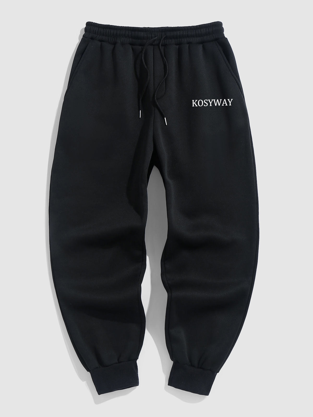 Men's Casual Letter KOSYWAY Pattern Fuzzy Fleece-lined Drawstring Jogger Sweatpants