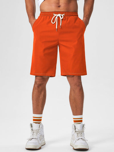 Mens Solid Color Quick Dry Basic Casual Shorts