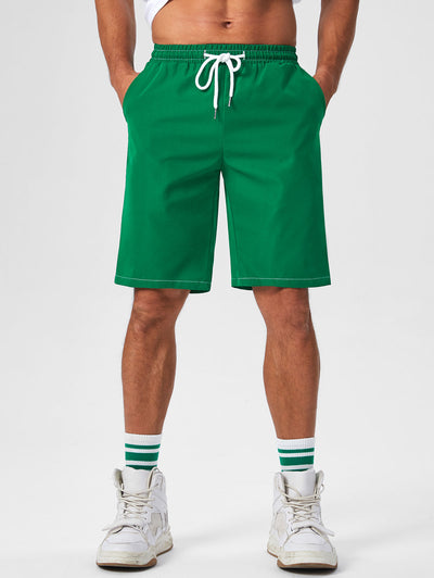 Mens Solid Color Quick Dry Basic Casual Shorts