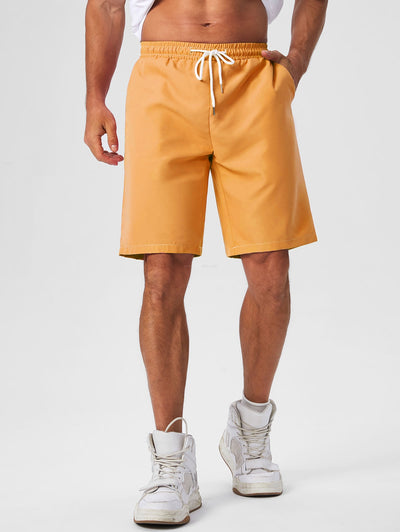 Mens Solid Color Quick Dry Basic Casual Shorts