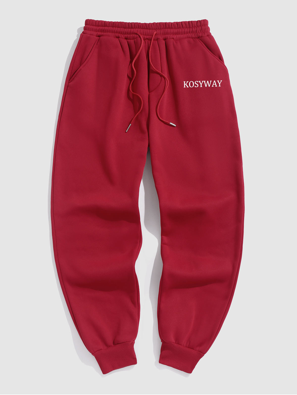 Men's Casual Letter KOSYWAY Pattern Fuzzy Fleece-lined Drawstring Jogger Sweatpants