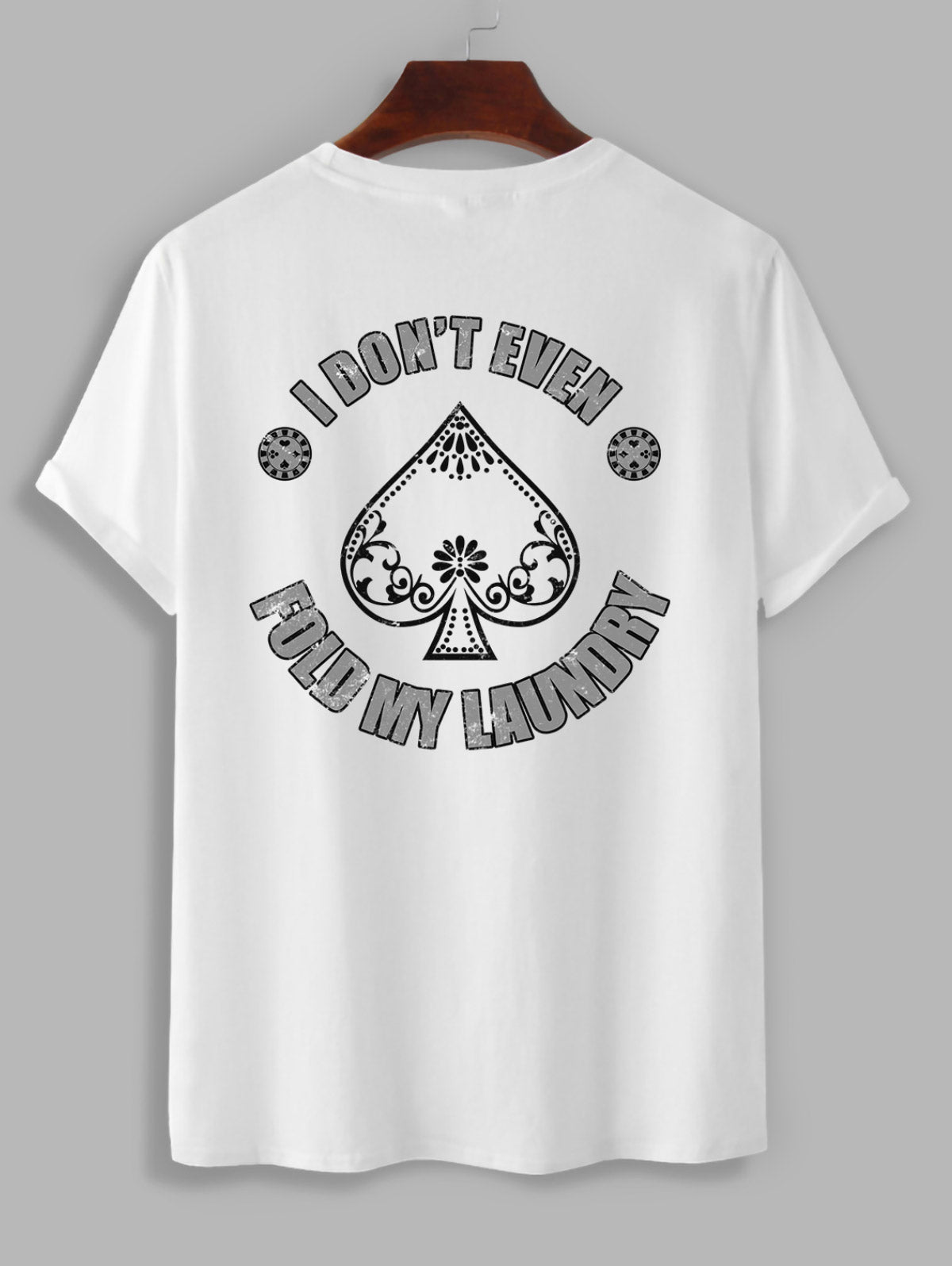 Men's Casual Playing Card Spades Letter Graphic Printed Crew Neck Short Sleeves T-shirt