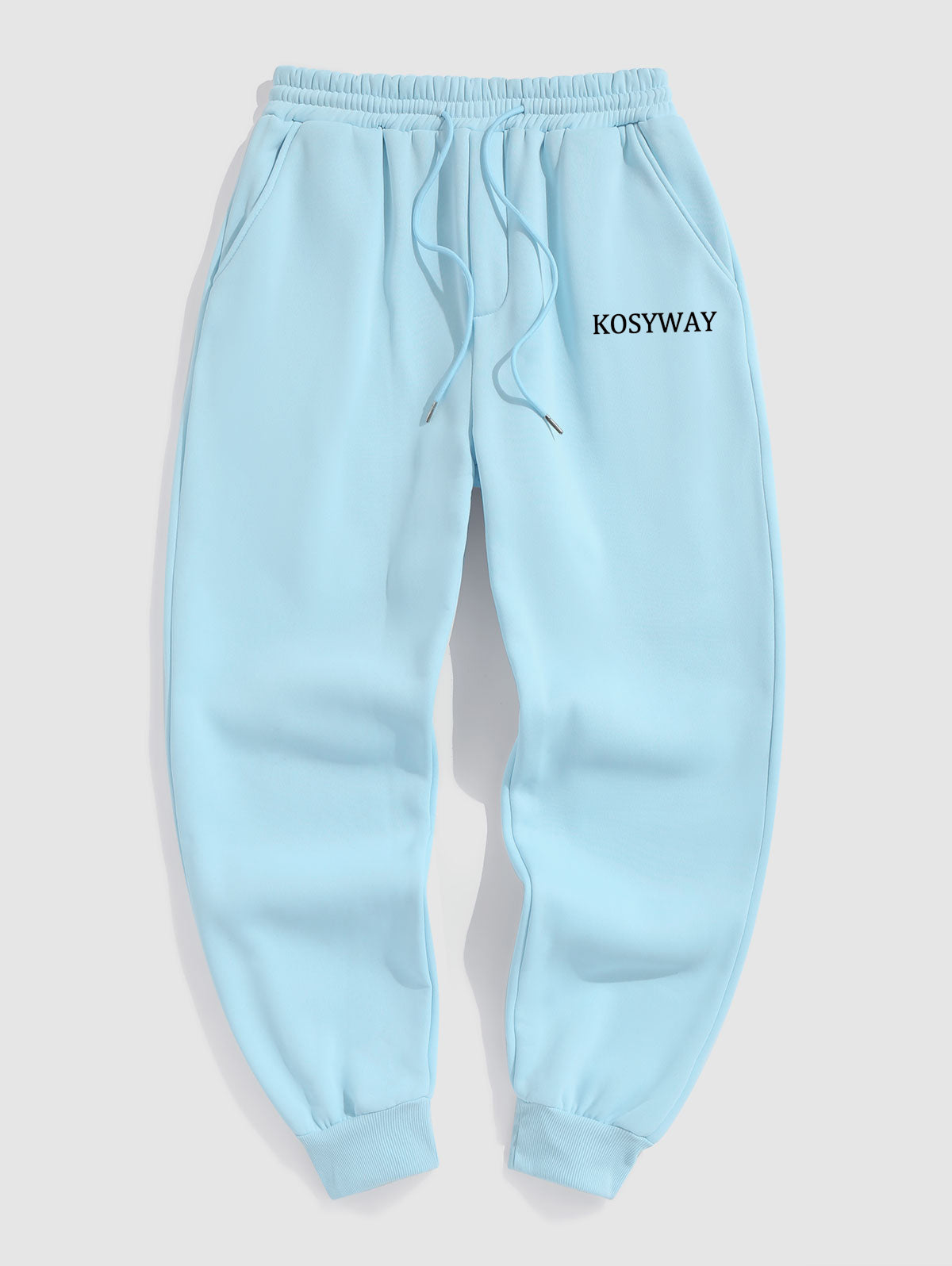 Men's Casual Letter KOSYWAY Pattern Fuzzy Fleece-lined Drawstring Jogger Sweatpants