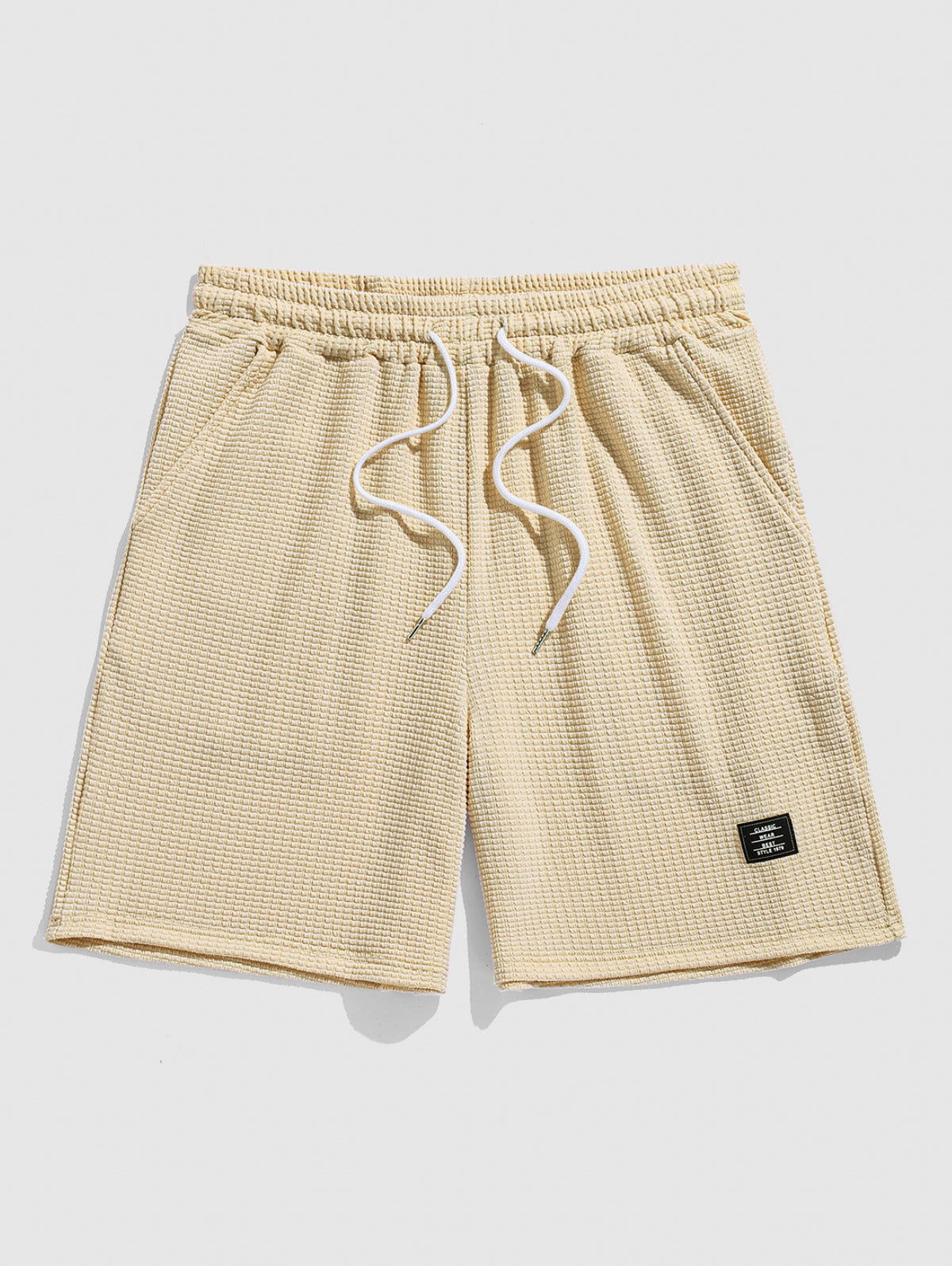 Men's Casual Jacquard Textured Patch Design Drawstring Shorts