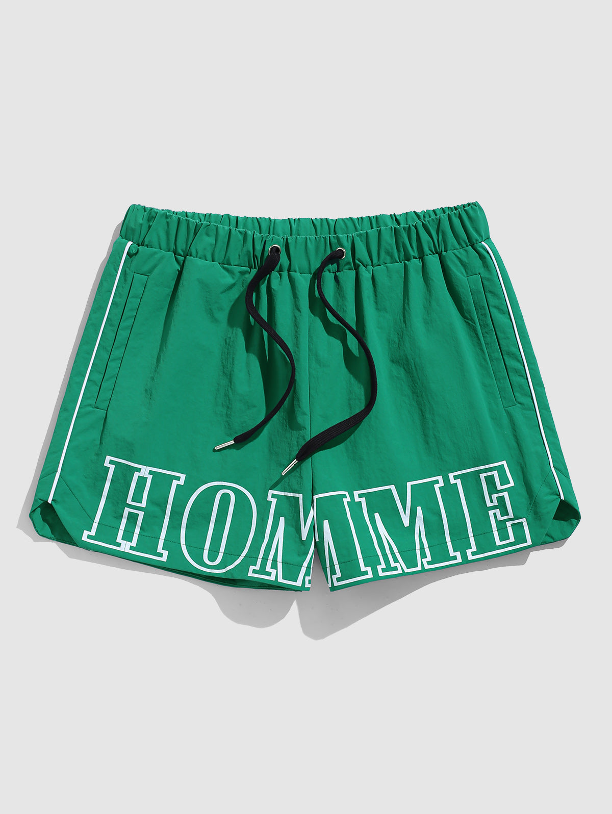 Men's Contrast Color Letter Print Drawstring Casual Shorts