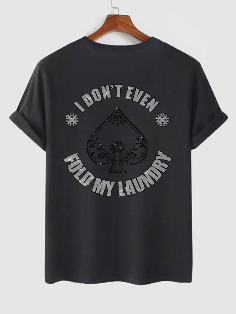 Men's Casual Playing Card Spades Letter Graphic Printed Crew Neck Short Sleeves T-shirt