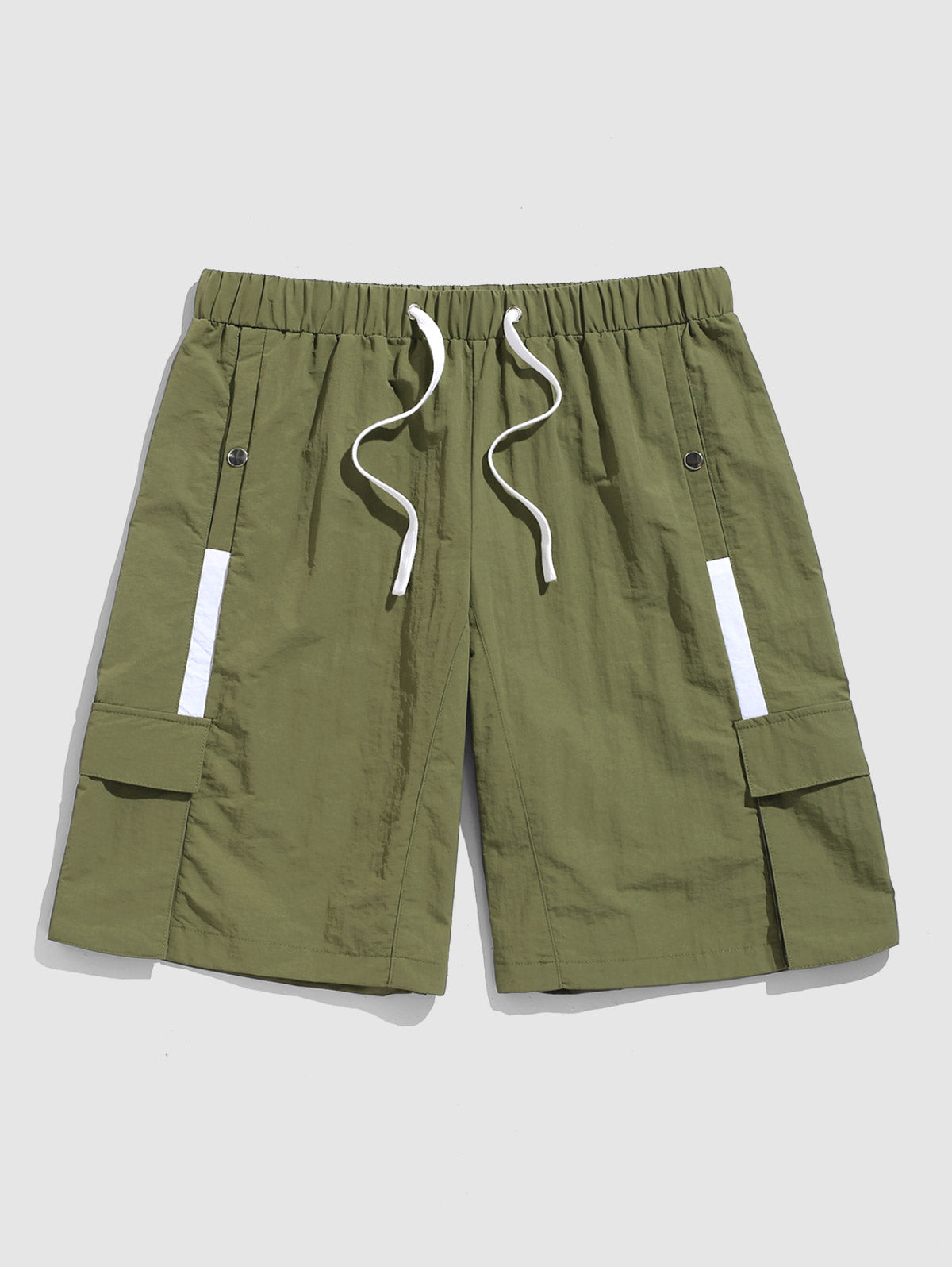 Men's Contrast Color Pockets Drawstring Cargo Shorts