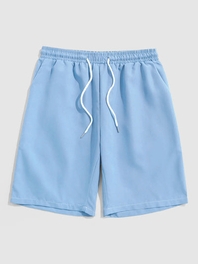Mens Solid Color Quick Dry Basic Casual Shorts
