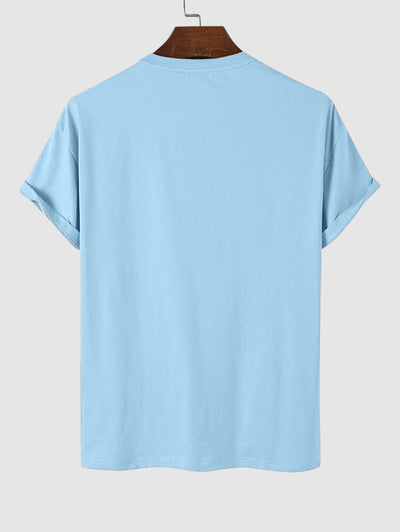Men's SHELL YEAH Letter Turtle Printed Crew Neck Short Sleeves T-shirt