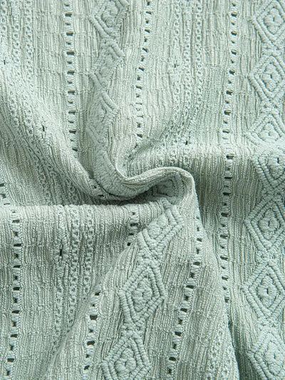 Men's Solid Color Textured Openwork Polo Collar Half Buttoned Short Sleeves Shirt