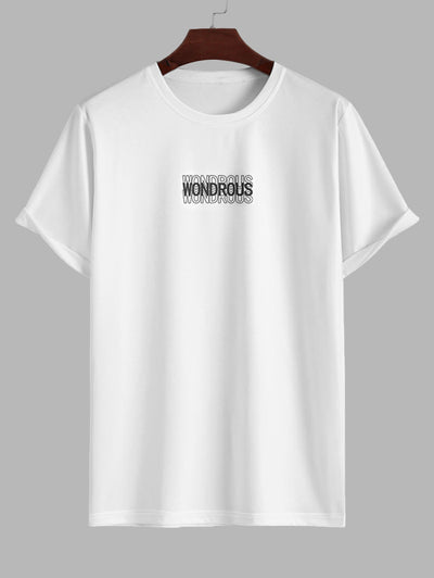 Men's Letter Wondrous Printed Short Sleeves T-shirt And Drawstring Casual Shorts Set