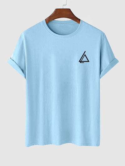 Men's Casual Triangle Printed Crew Neck Short Sleeves T-shirt And Drawstring Shorts Set