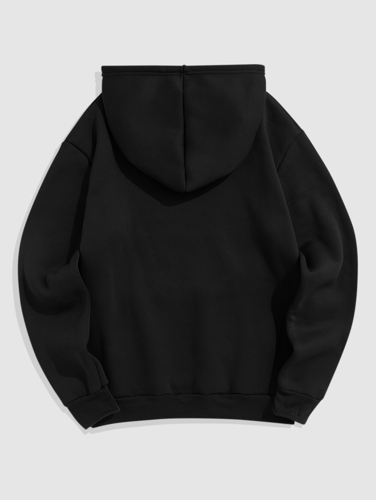 Men's Letter KOSYWAY Pattern Fuzzy Fleece-lined Kangaroo Pocket Design Pullover Hoodie