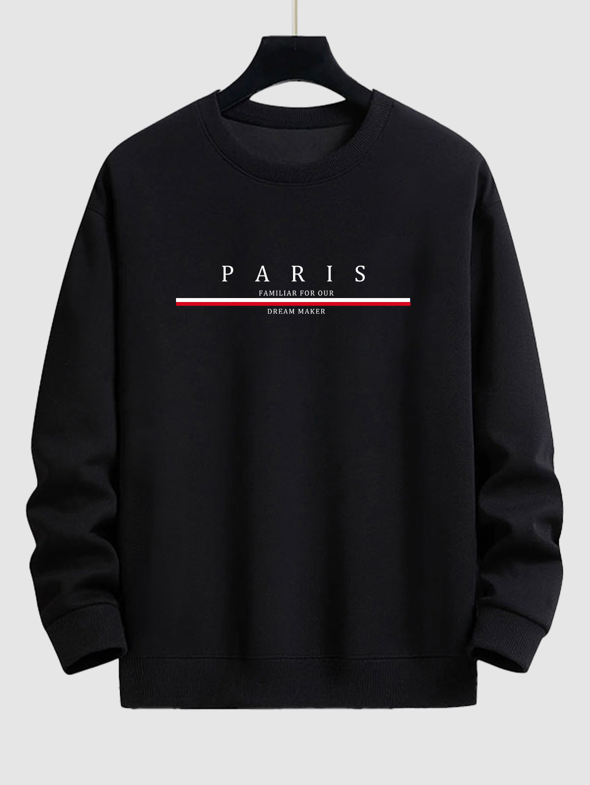 Men's PARIS Letter Graphic Printed Crew Neck Pullover Sweatshirt Set