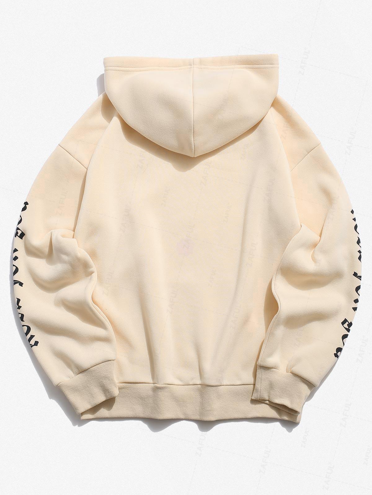 Rose Letter Fleece Kangaroo Pocket Pullover Hoodie