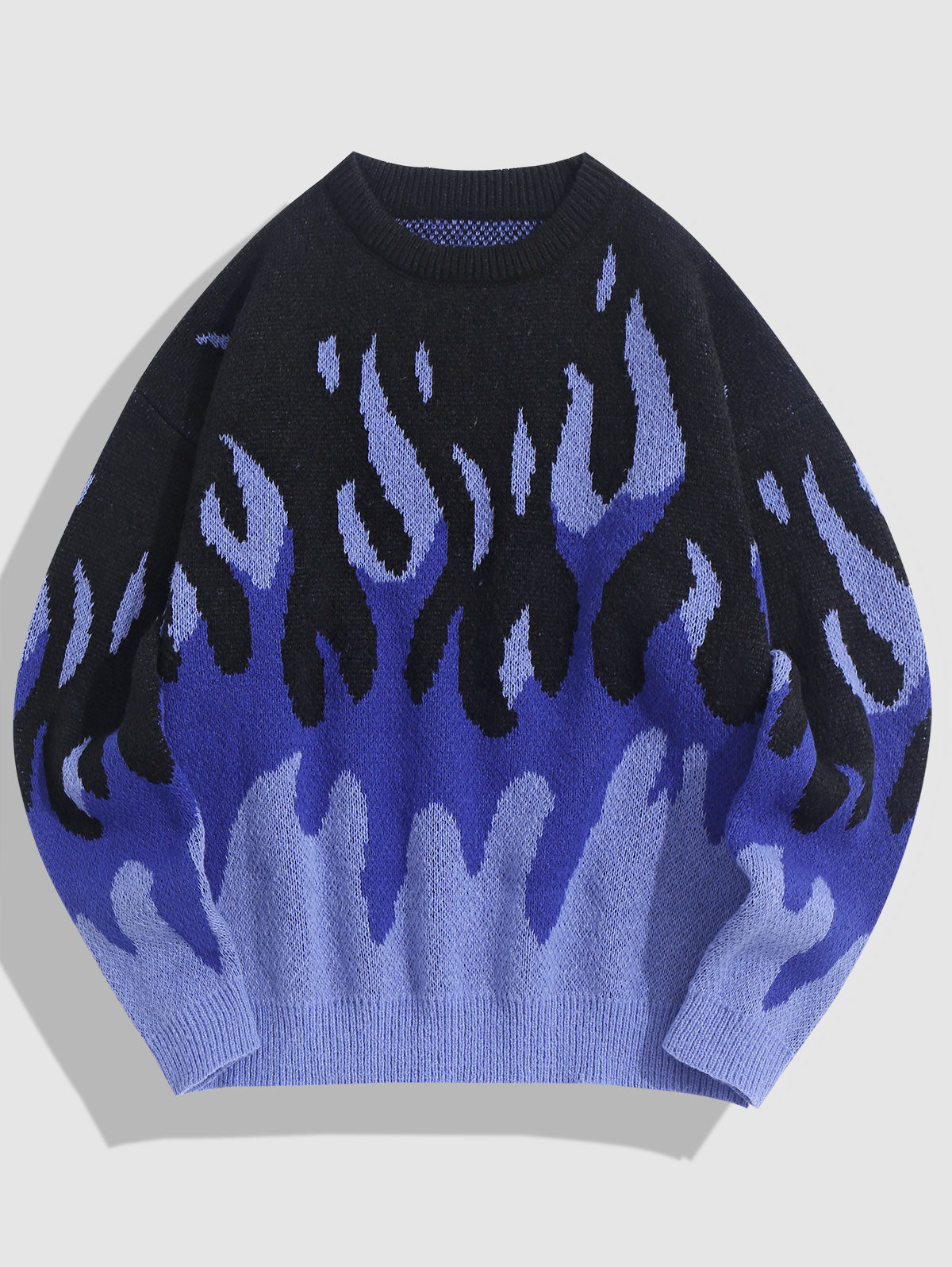 Mens Y2K Aesthetic Flame Pattern Casual Sweater