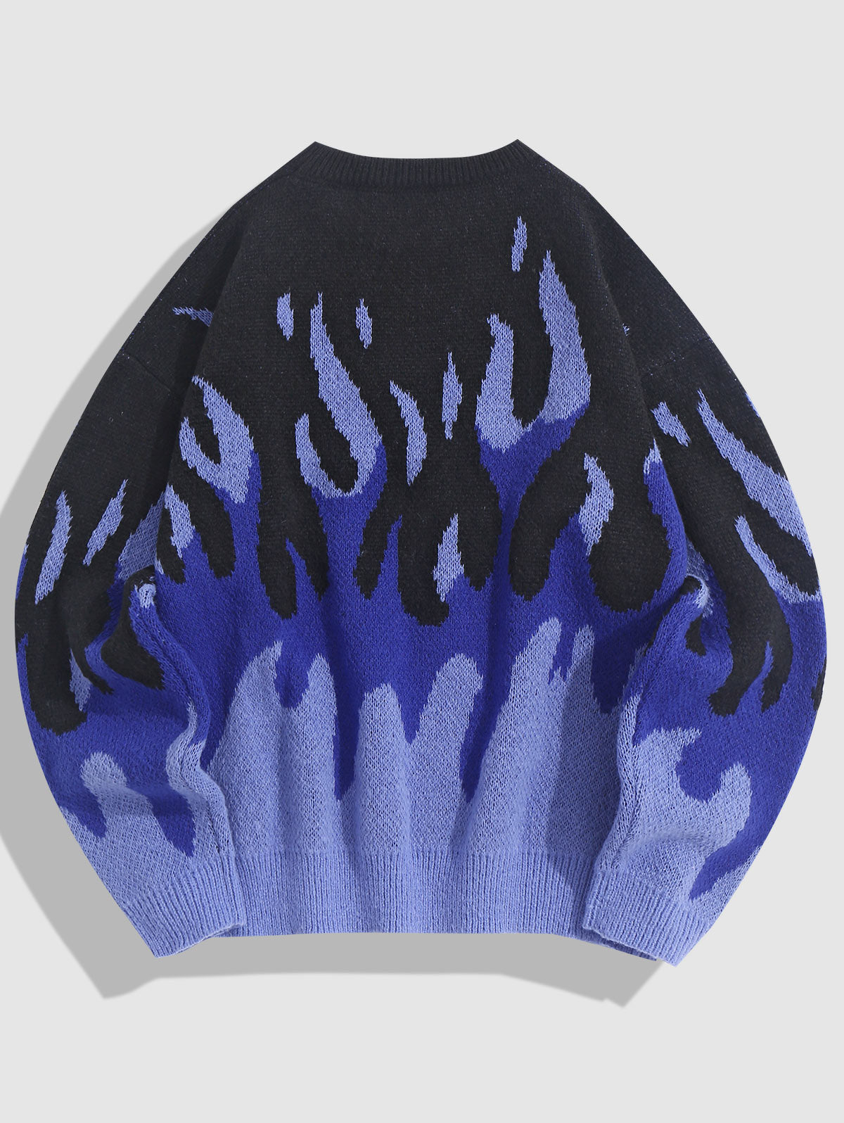 Mens Y2K Aesthetic Flame Pattern Casual Sweater