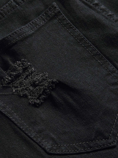 Mens Frayed Ripped Zipper Fly Jeans