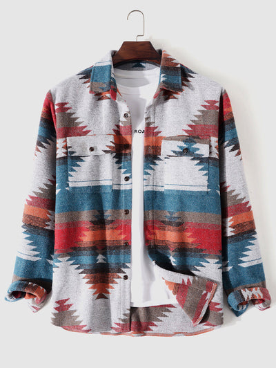 Mens Ethnic Style Aztec Tribal Blend Wool Jacket