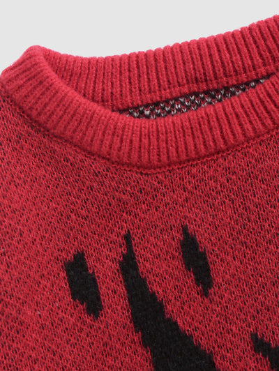 Mens Y2K Aesthetic Flame Pattern Casual Sweater