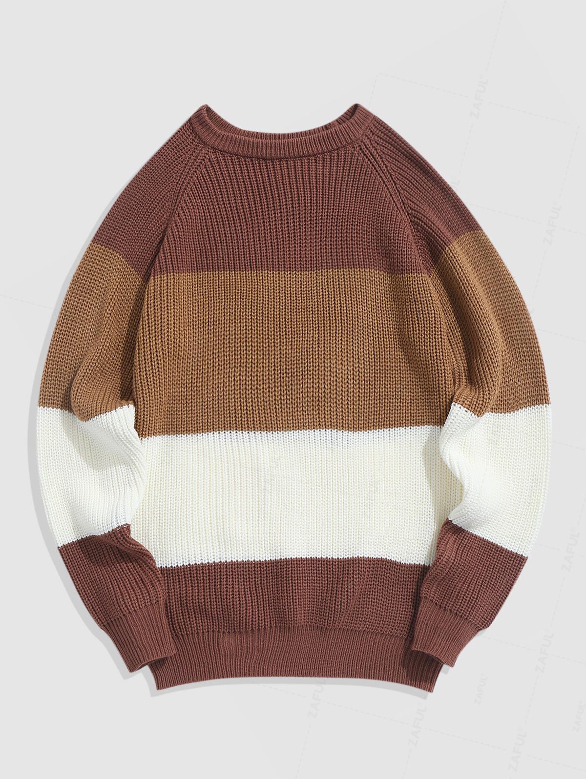 Raglan Sleeves Colorblock Chunky Sweater