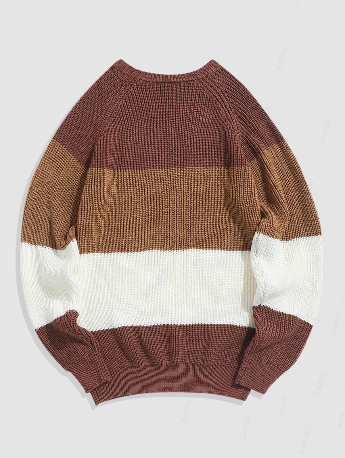 Raglan Sleeves Colorblock Chunky Sweater