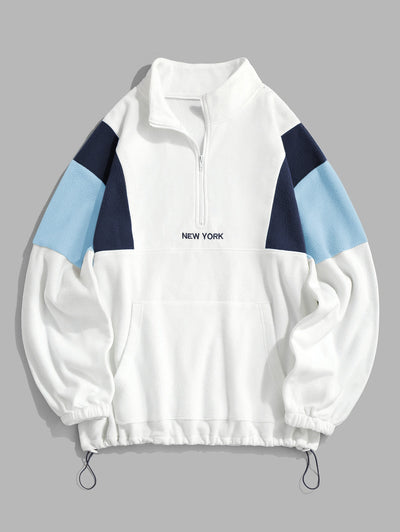 Mens NEW YORK Colorblock Half Zip Sweatshirt