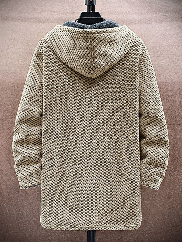 Mens Zip Fly Fleece-lined Long Hooded Jacket – Kosyway