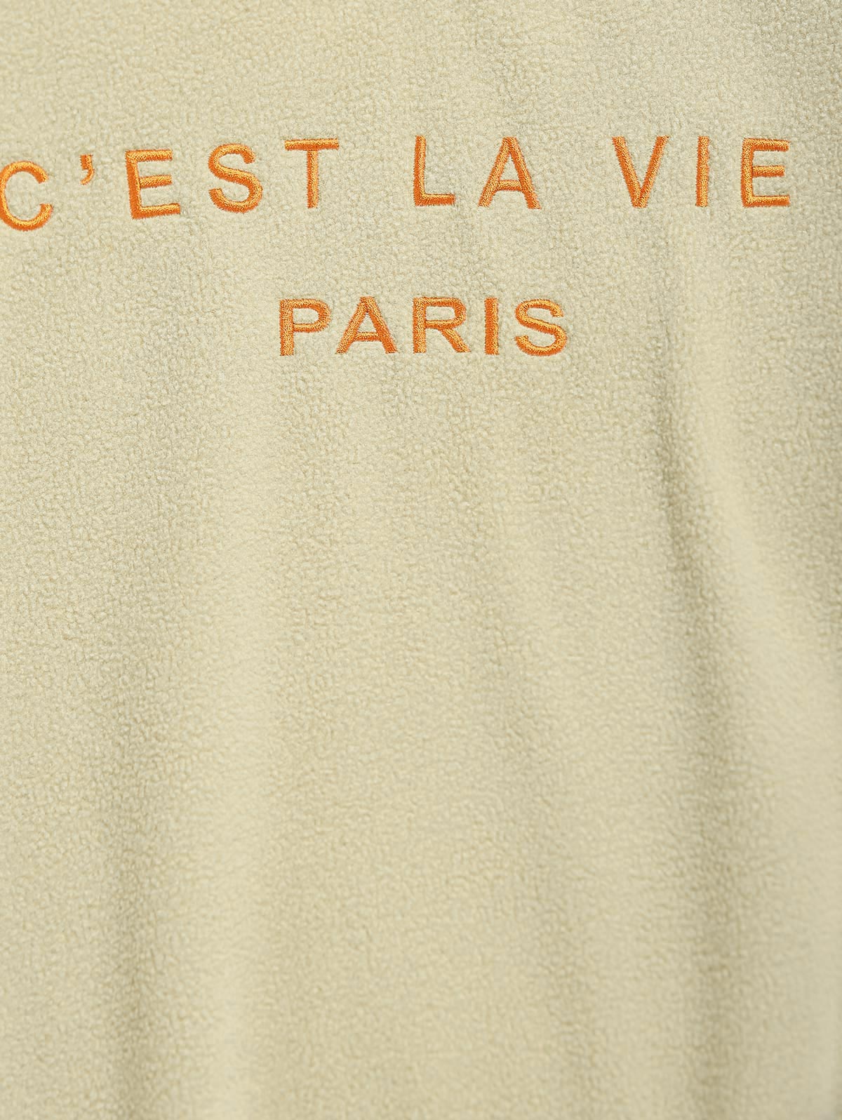 Mens C' EST LA VIE Letter Embroidered Quarter Zip Polar Fleece Sweatshirt