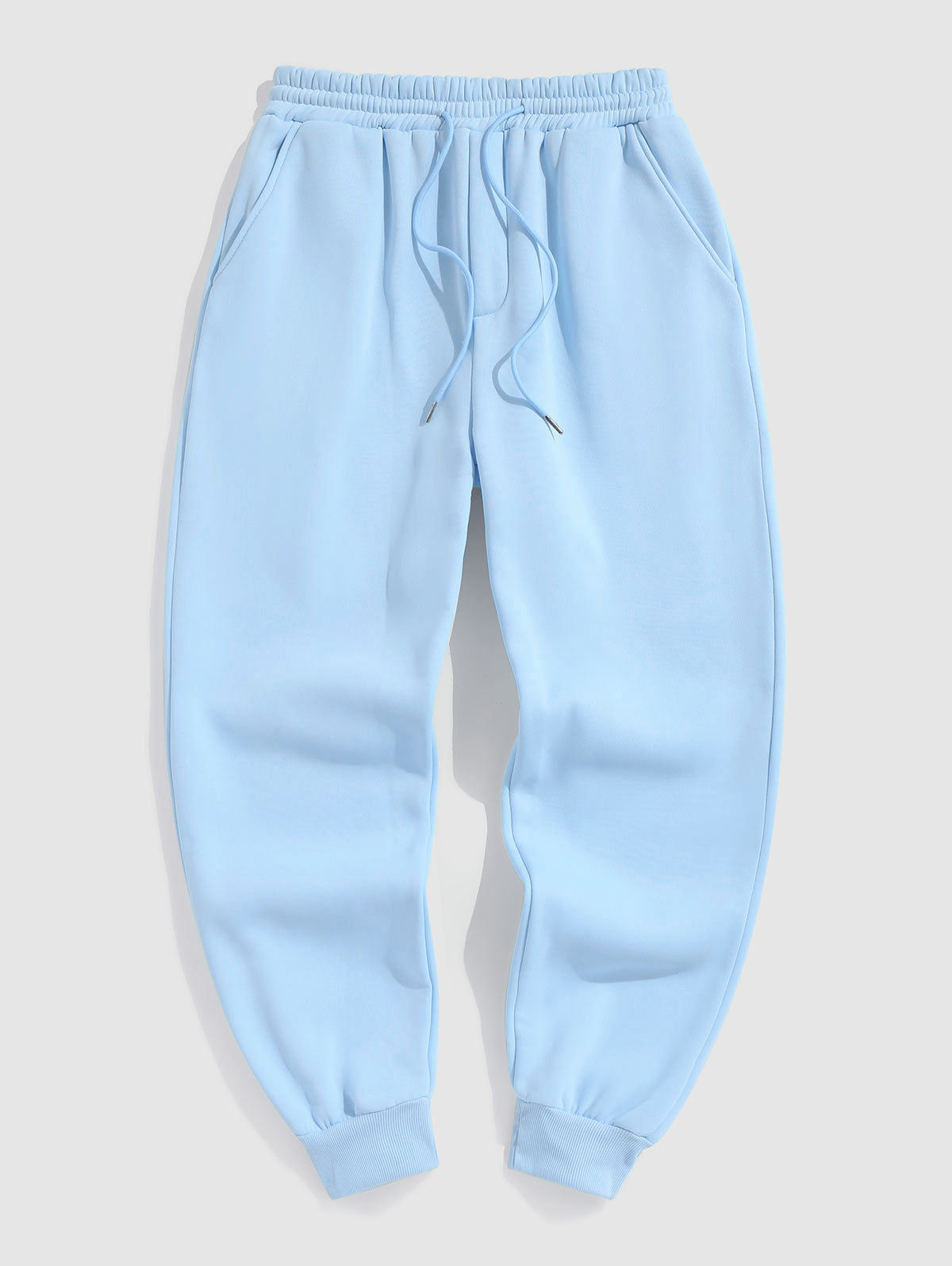 Solid Color Thermal Fleece-lined Casual Sweatpants