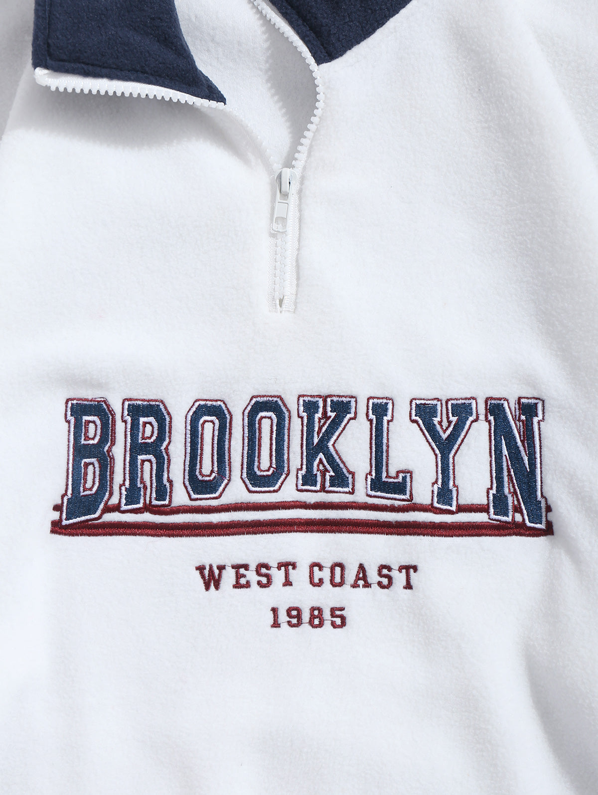 Mens Colorblock BROOKLYN WEST COAST Embroidery Fleece Sweatshirt