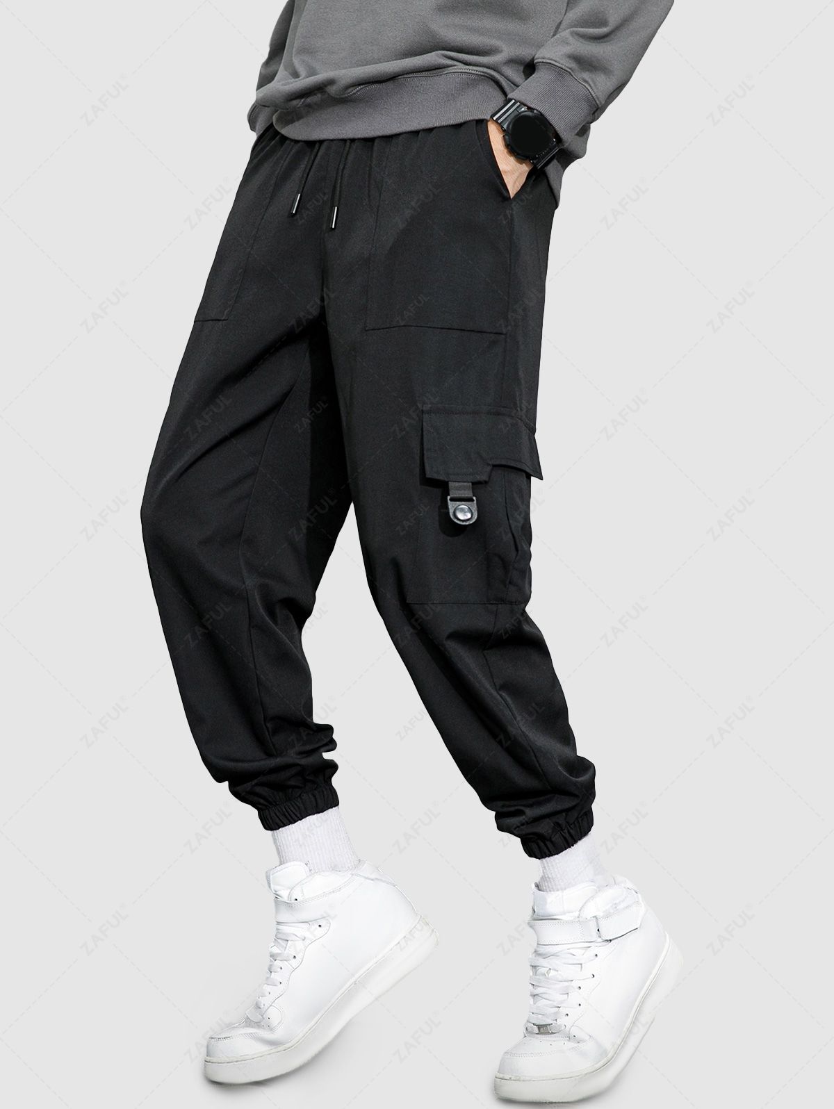 Solid Color Multi-pockets Design Cargo Pants