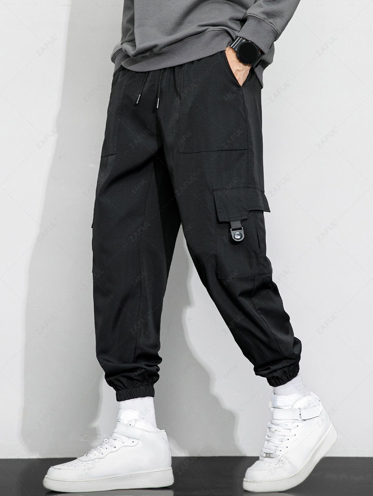 Solid Color Multi-pockets Design Cargo Pants