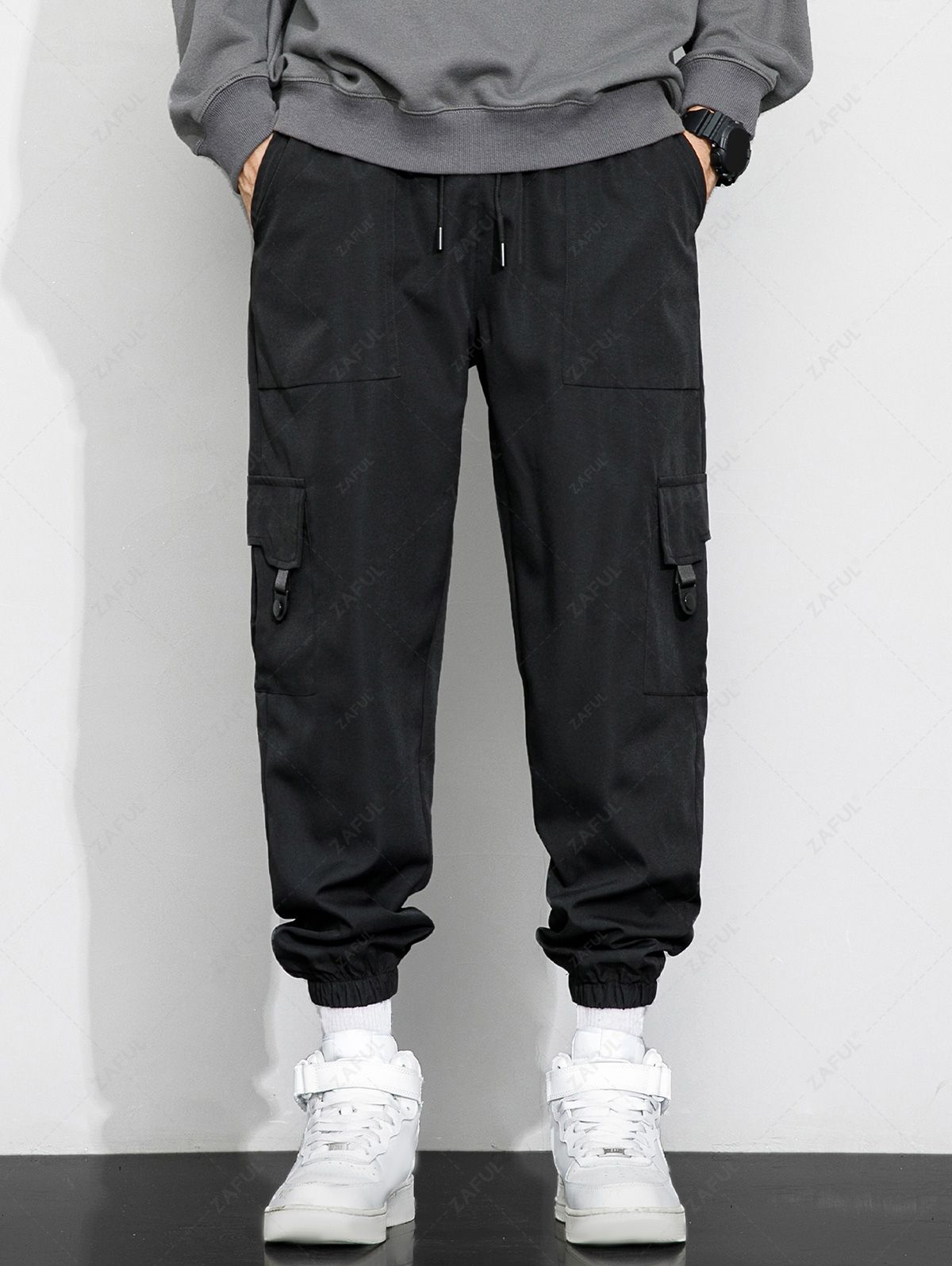 Solid Color Multi-pockets Design Cargo Pants