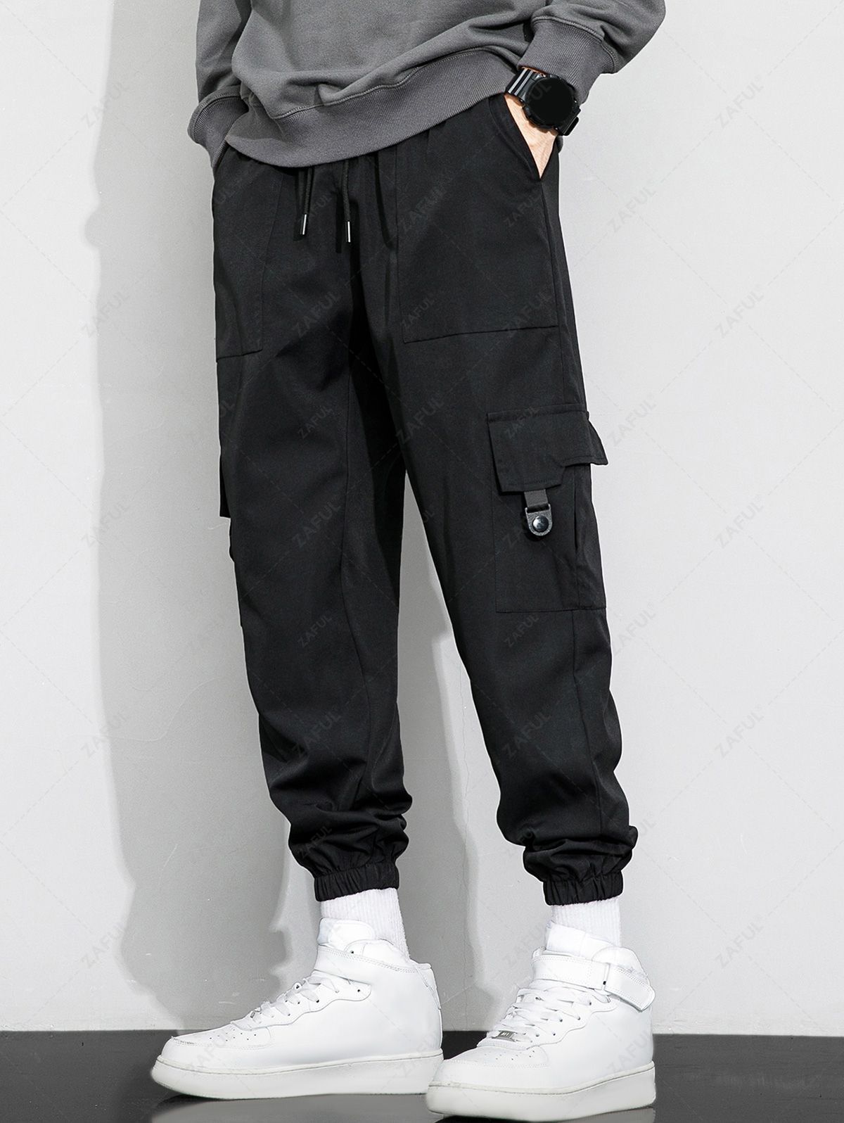 Solid Color Multi-pockets Design Cargo Pants