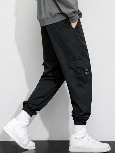 Solid Color Multi-pockets Design Cargo Pants