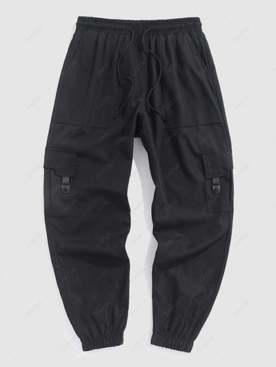 Solid Color Multi-pockets Design Cargo Pants