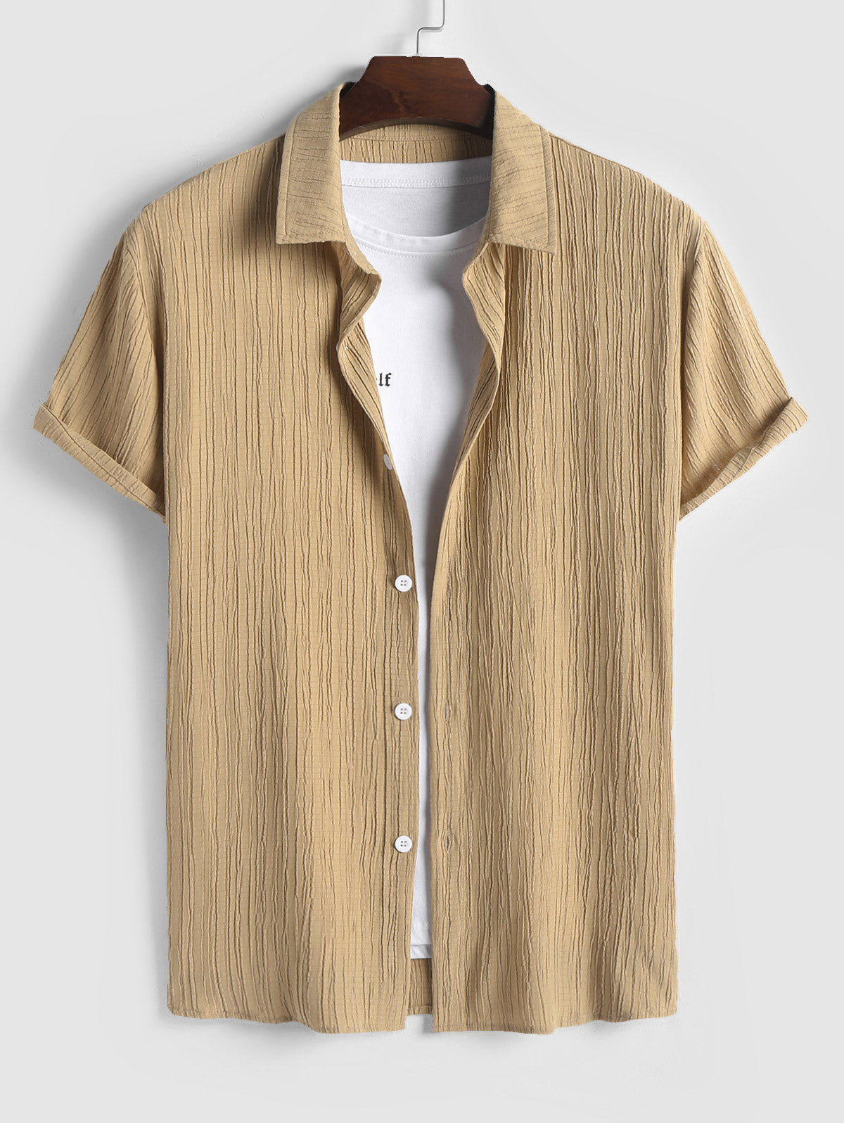 Mens Cotton and Linen Textured Shirt