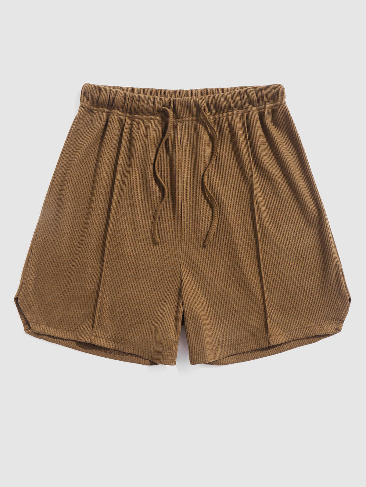 Mens Textured Side Slit Drawstring Shorts