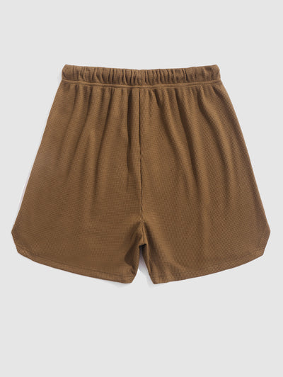 Mens Textured Side Slit Drawstring Shorts