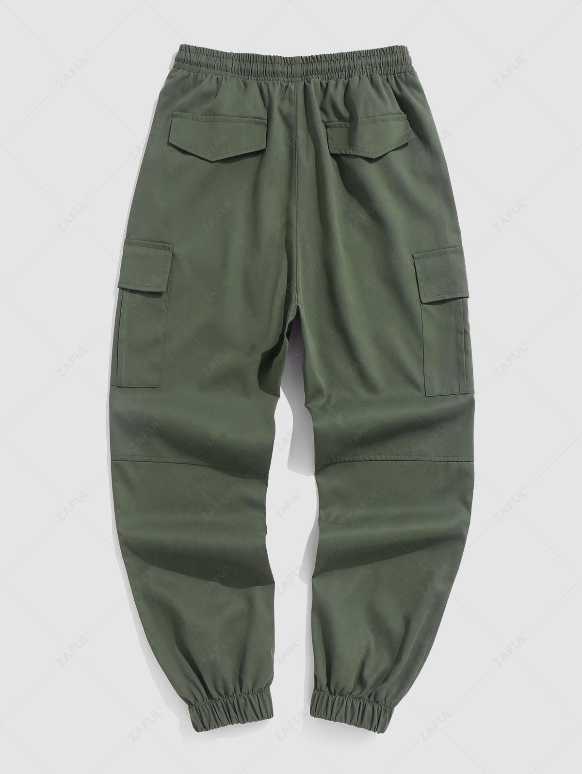 Solid Color Multi-pocket Design Beam Feet Cargo Pants