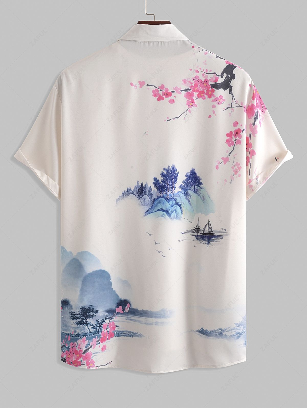 Landscape Painting Oriental Short Sleeves Shirt Kosyway