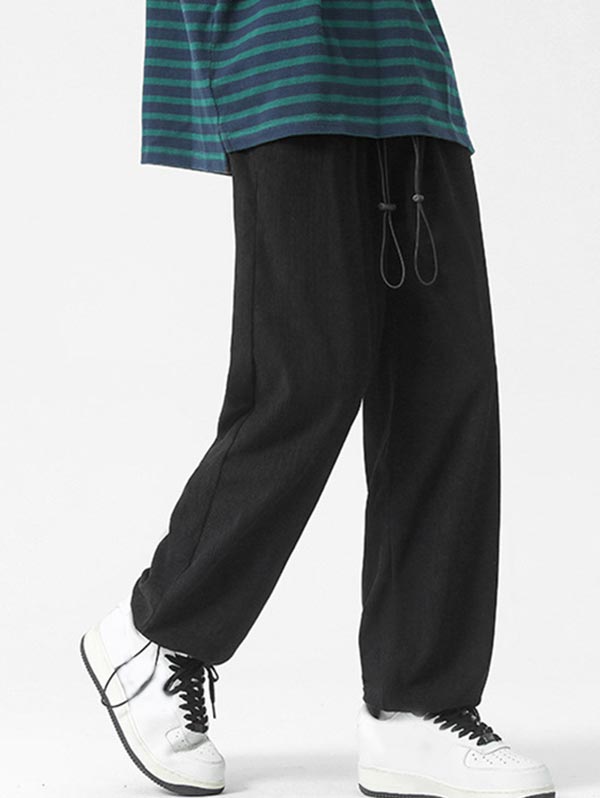 Drawstring Hem Corduroy Pants