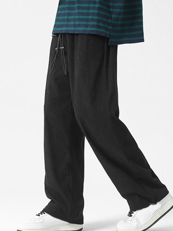 Drawstring Hem Corduroy Pants