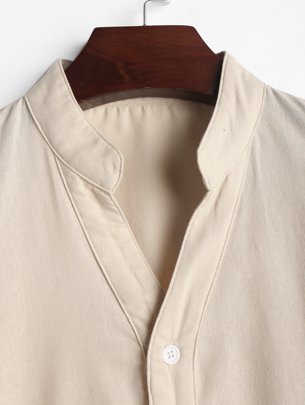 Mens Cotton and Linen Textured Half Button Shirt