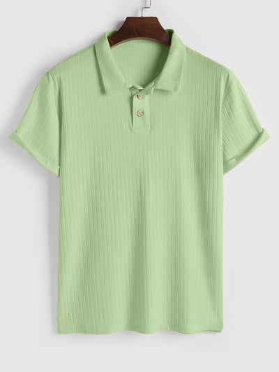 Mens Solid Color Textured Polo Shirt