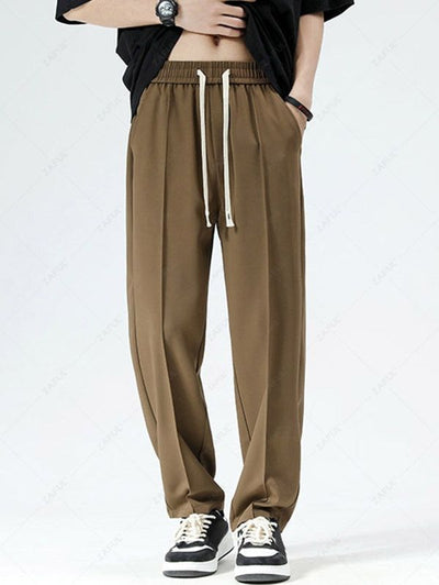 Solid Color Topstitching Design Casual Pants