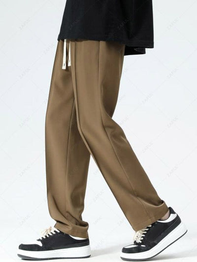 Solid Color Topstitching Design Casual Pants