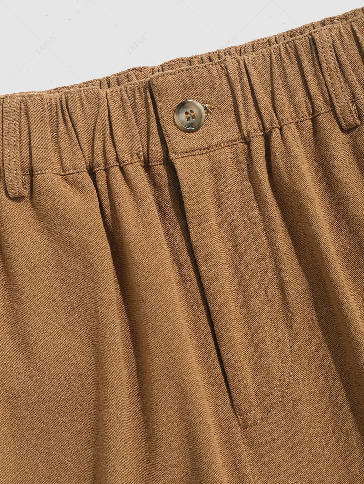 Solid Color Pockets Elastic Waist Basic Chino Shorts