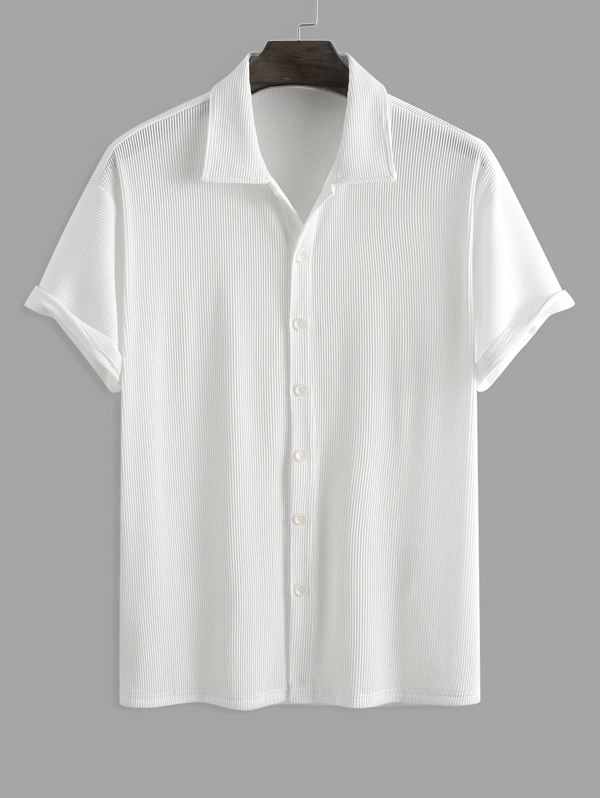 Mens Textured Ribbed Short Sleeves Shirt